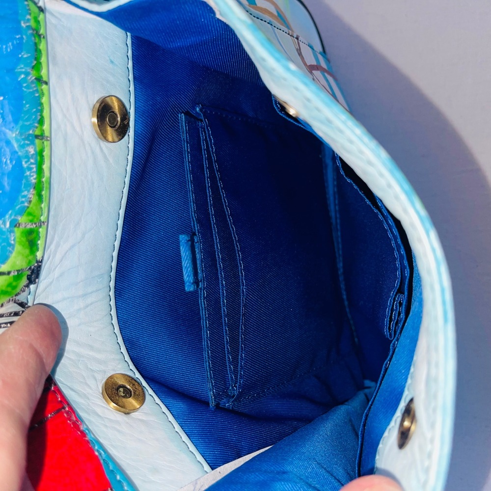 Sharif 1827 Hand Painted Genuine Leather Crossbody Bag Hot Air Balloons Multi - Picture 6 of 15